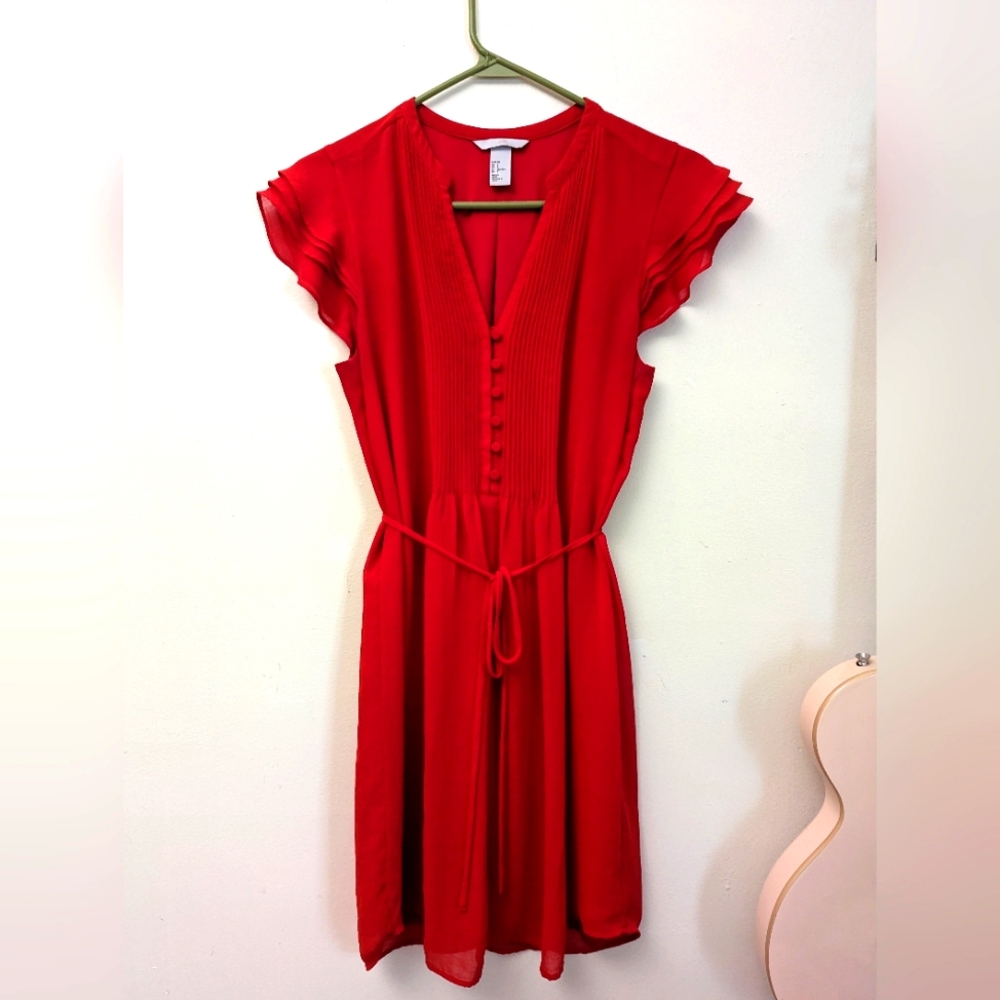Bright Red H&M lightweight flowy summer dress, size 8